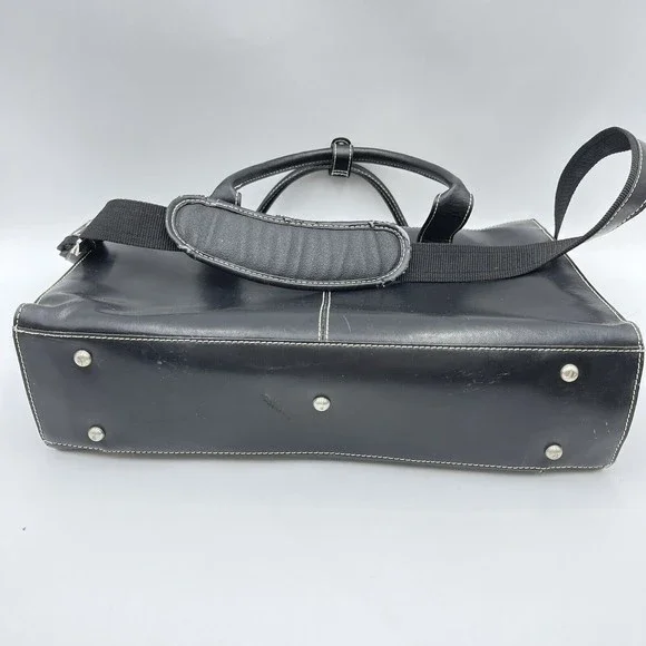 Samsonite Messenger Bag Laptop Case Black Leather Carry On - Picture 4 of 11